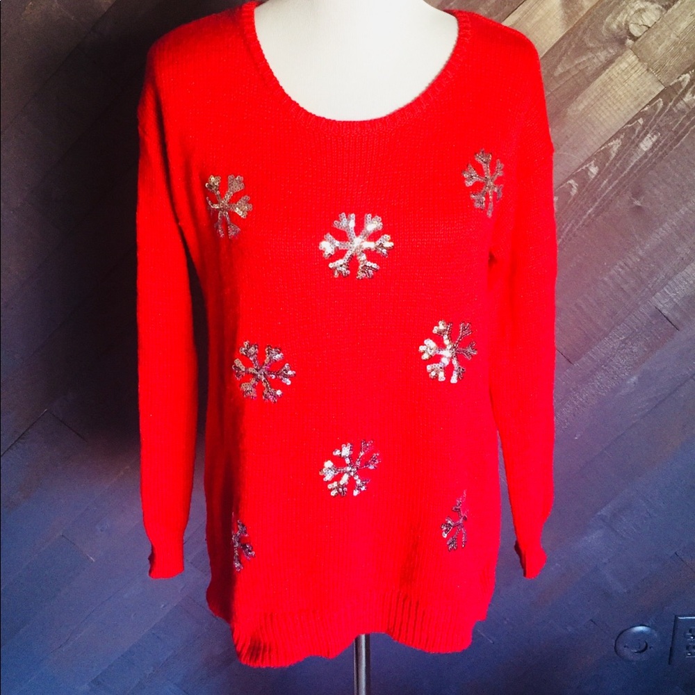 Red Snowflake Sequin Sweater ❄️❄️❄️